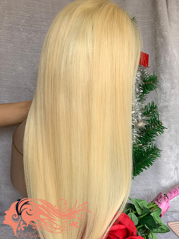 Csqueen 9A Straight hair 13*4 Frontal WIG #613 Blonde 100% Virgin Hair 150%density - Click Image to Close